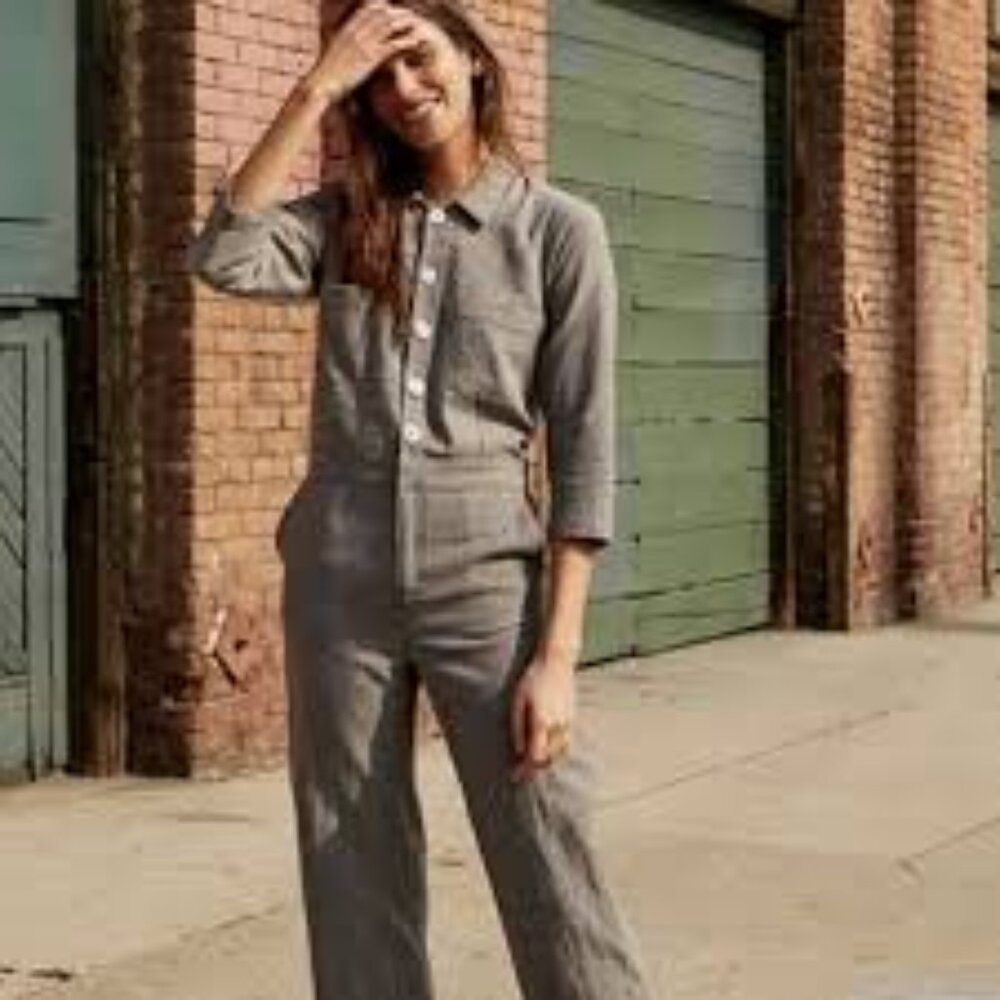 Christy Dawn | The Painter Jumpsuit in Woven Stone | Medium